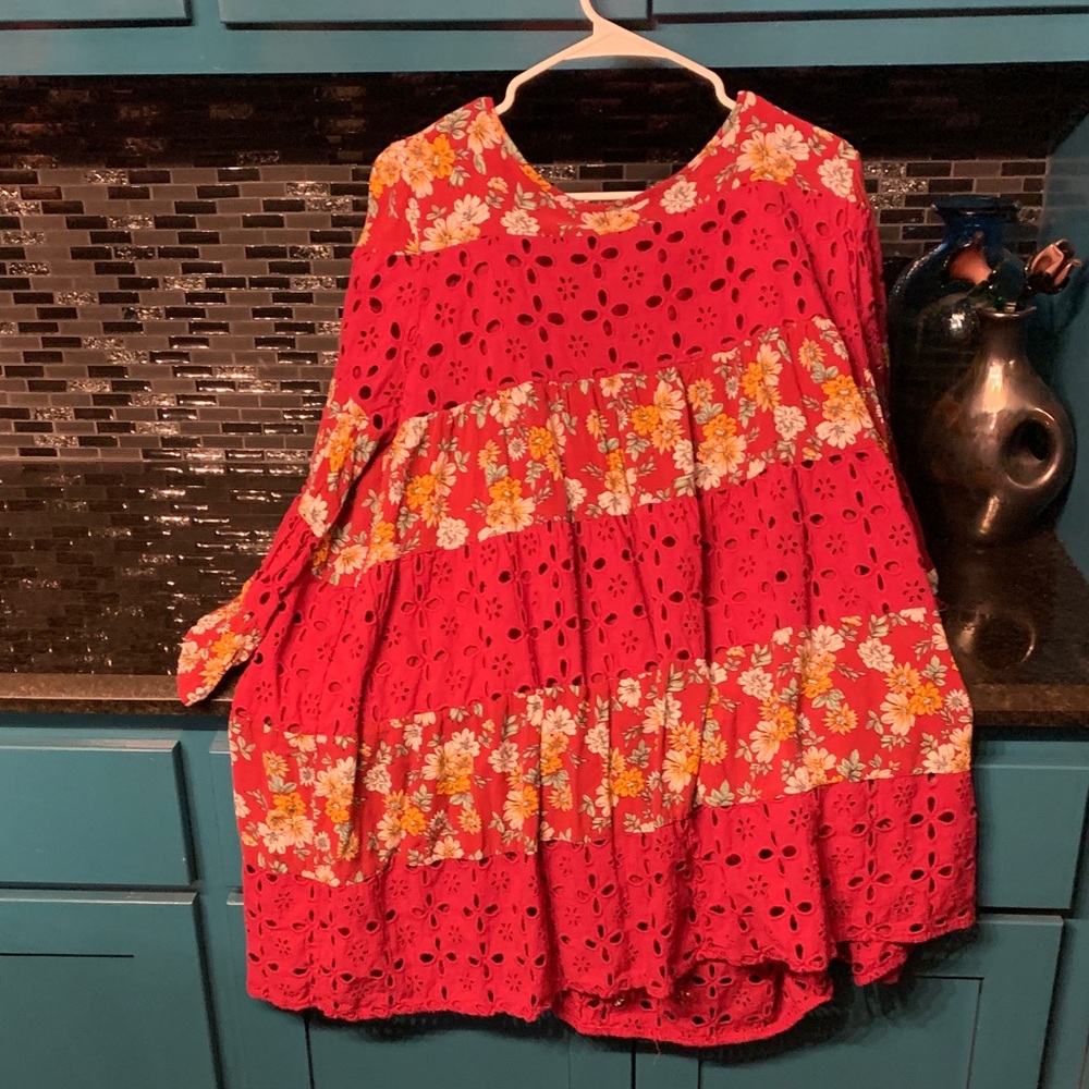 Umgee Red Floral Lace Dress